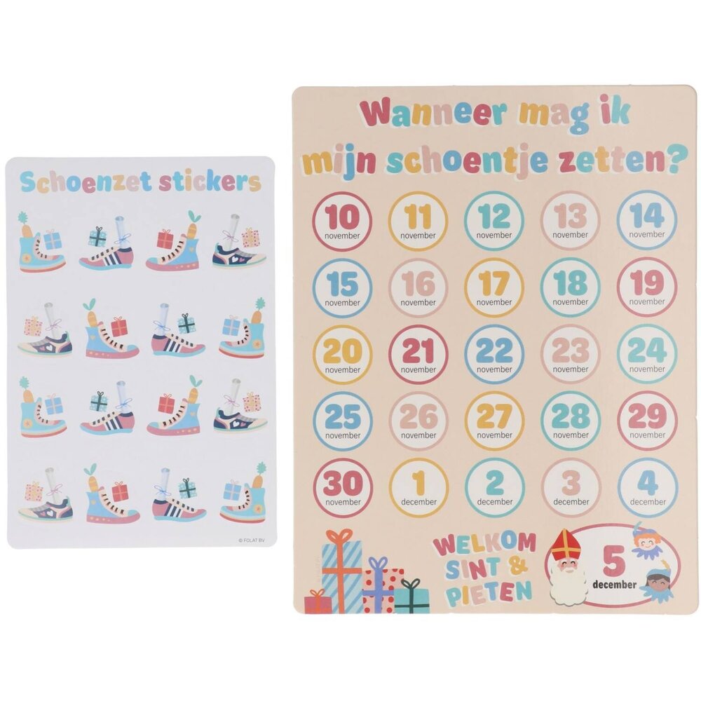 Sint & Pieten Schoenzetten- en aftelkalender - per set - Sinterklaas