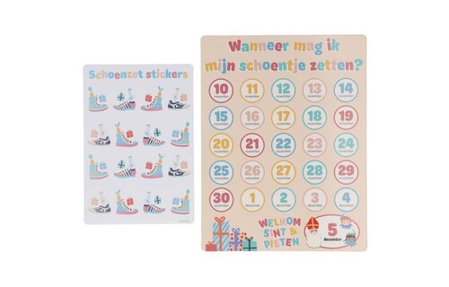 Sint & Pieten Schoenzetten- en aftelkalender - per set - Sinterklaas