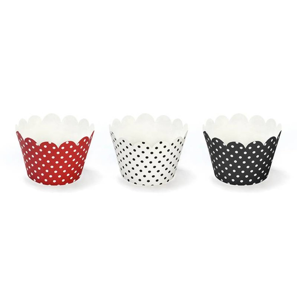 Cupcake Wrappers Rood Wit Zwart - 6 stuks