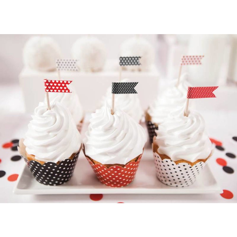 Cupcake Wrappers Rood Wit Zwart - 6 stuks