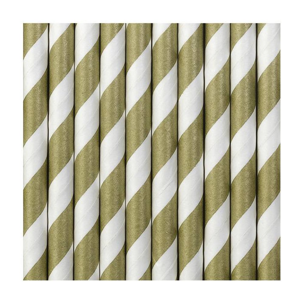 Rietjes Streepjes Goud en Wit - 10 stuks