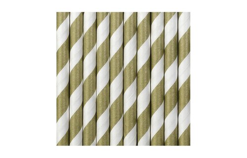 Rietjes Streepjes Goud en Wit - 10 stuks