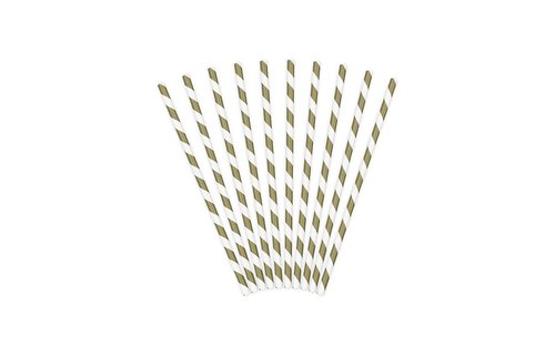 Rietjes Streepjes Goud en Wit - 10 stuks