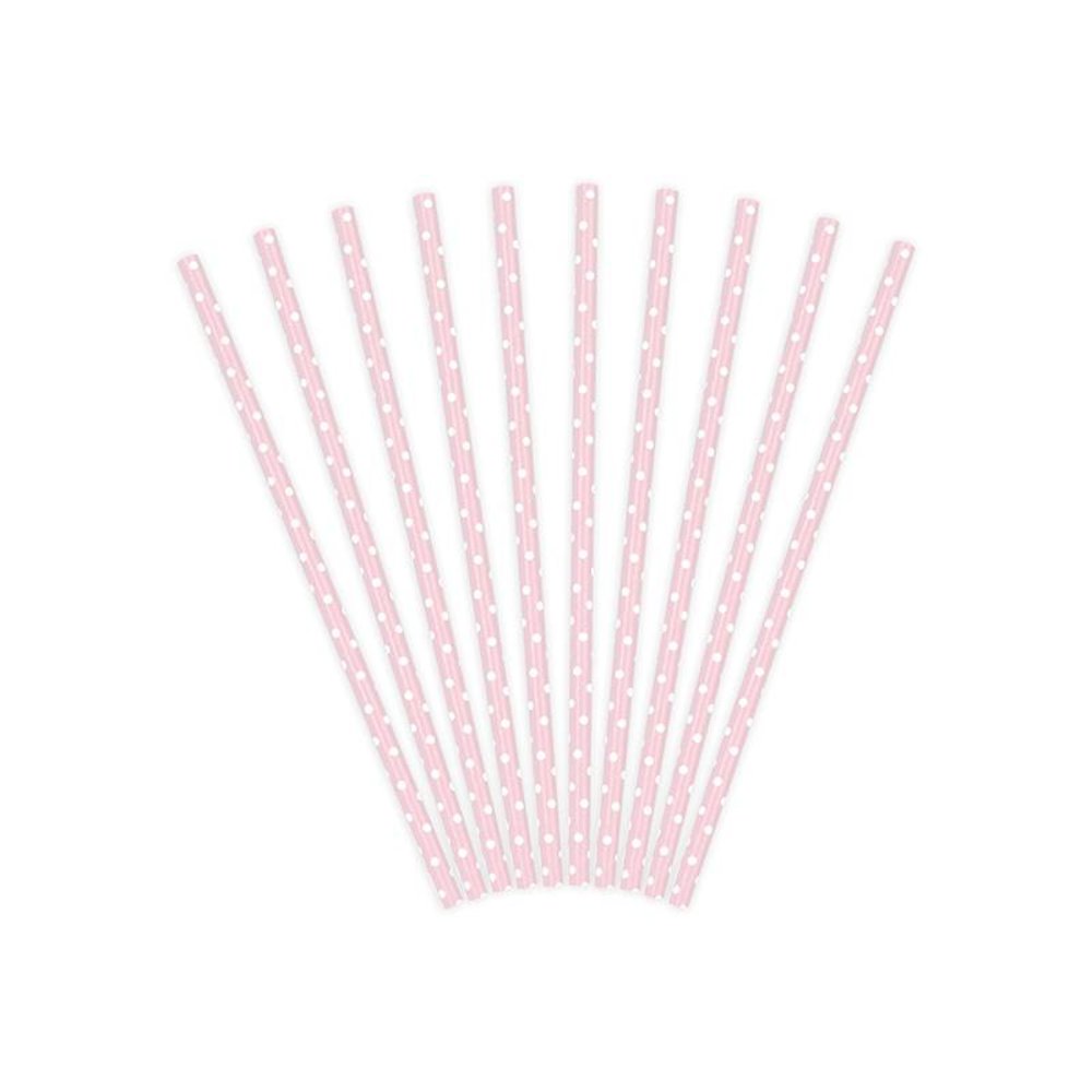 Rietjes Lichtroze met Witte Stippen - 10 stuks