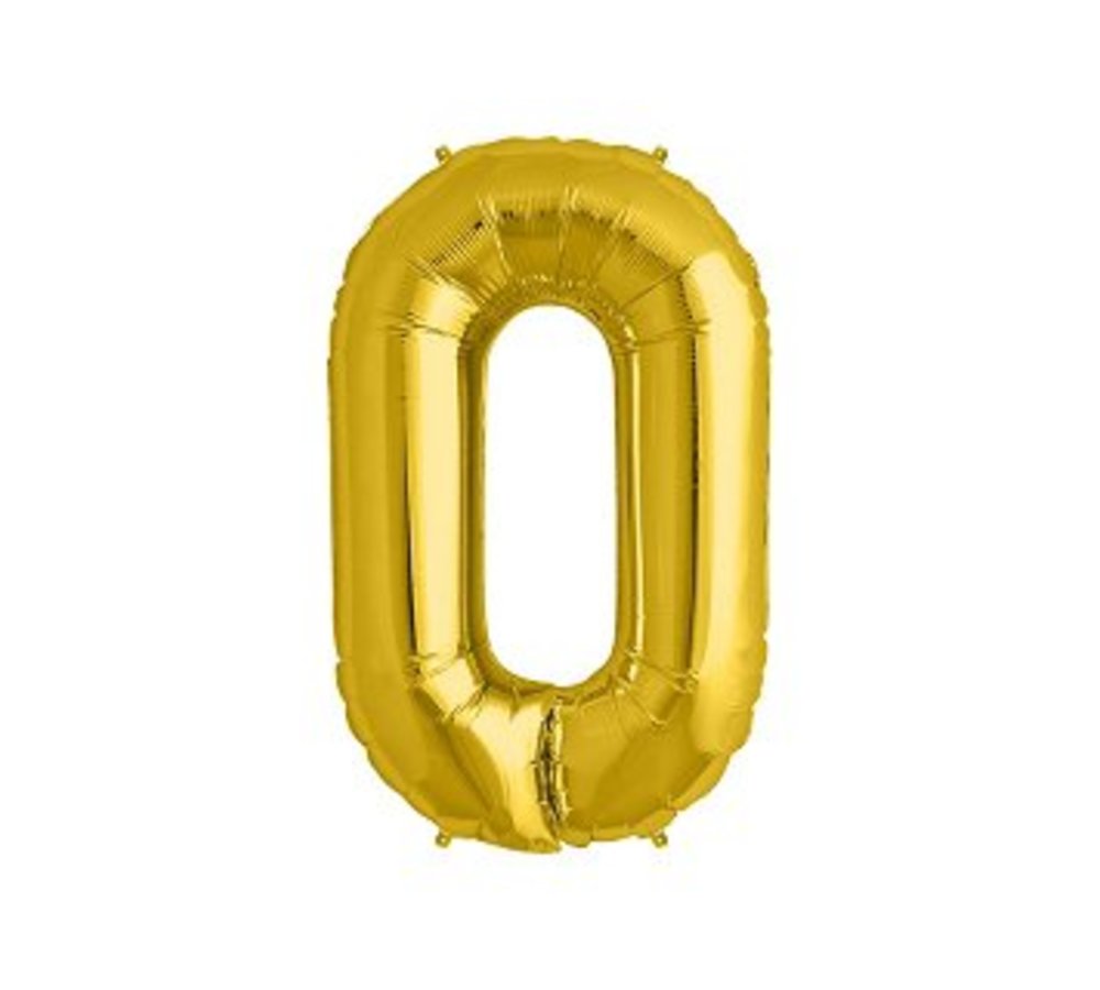 XL Cijfer 0 Folieballon Goud - 86 cm
