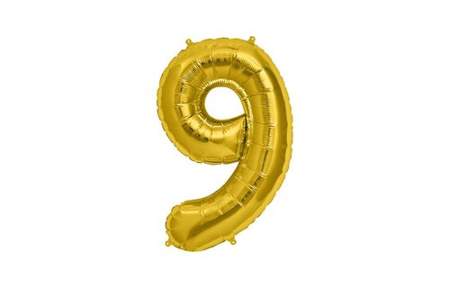 XL Cijfer 9 Folieballon Goud - 86 cm