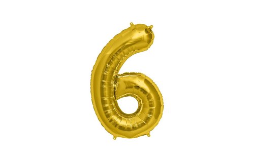 XL Cijfer 6 Folieballon Goud - 86 cm
