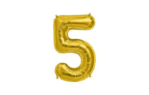 XL Cijfer 5 Folieballon Goud - 86 cm