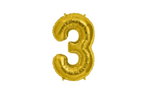 XL Cijfer 3 Folieballon Goud - 86 cm