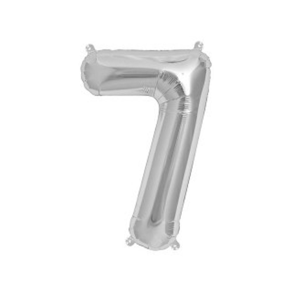 XL Cijfer 7 Folieballon Zilver - 86 cm
