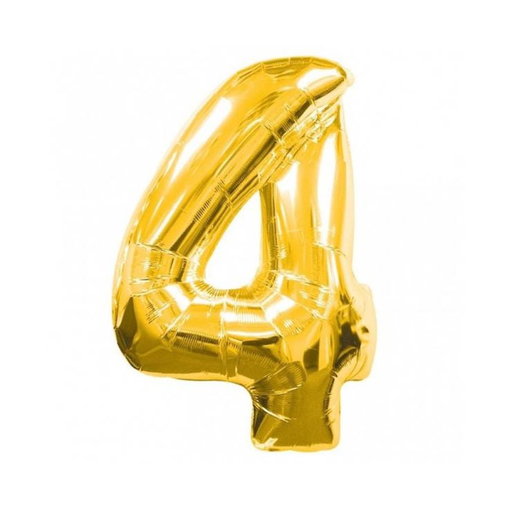 XL Cijfer 4 Folieballon Goud - 86 cm