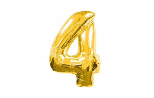 XL Cijfer 4 Folieballon Goud - 86 cm
