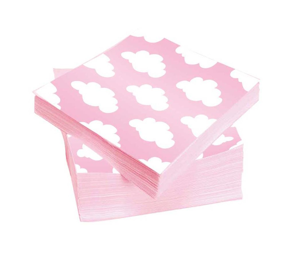 Baby Girl Servetten 'Wolkjes' - 20 stuks
