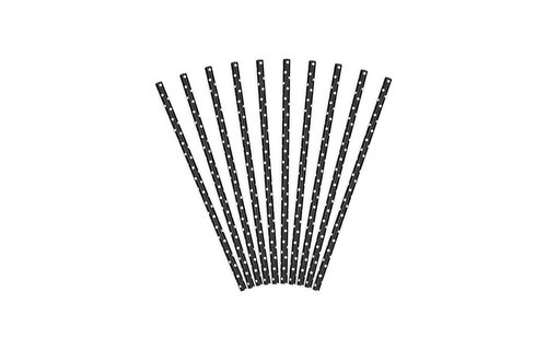 Rietjes Zwart met Witte Stippen - 10 stuks