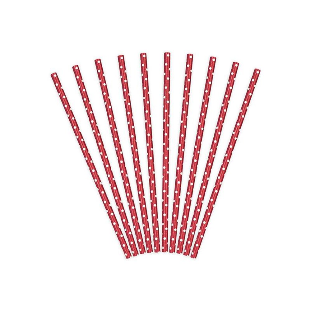Rietjes Rood met Witte Stippen - 10 stuks