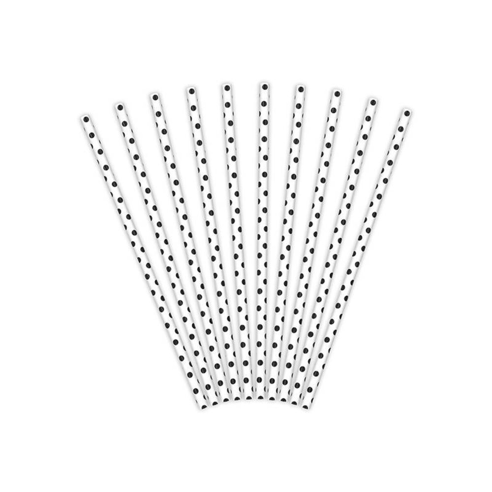 Rietjes Wit met Zwarte Stippen - 10 stuks