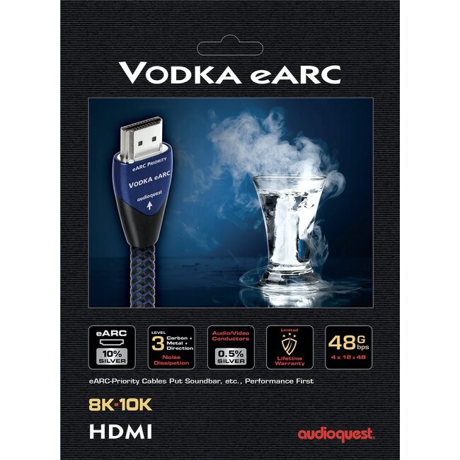 Cabo HDMI 2.1 AudioQuest Vodka eARC Priority – 48Gbps Ultra Alta Velocidade