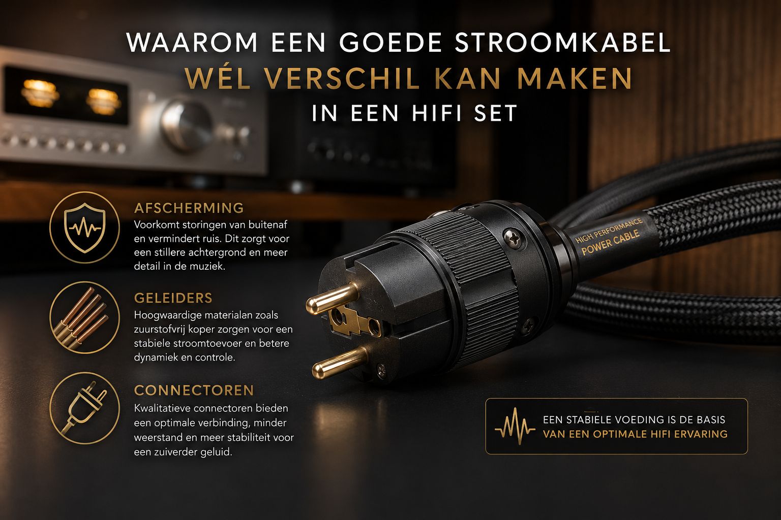 Waarom een goede stroomkabel wél verschil kan maken in een hifi set
