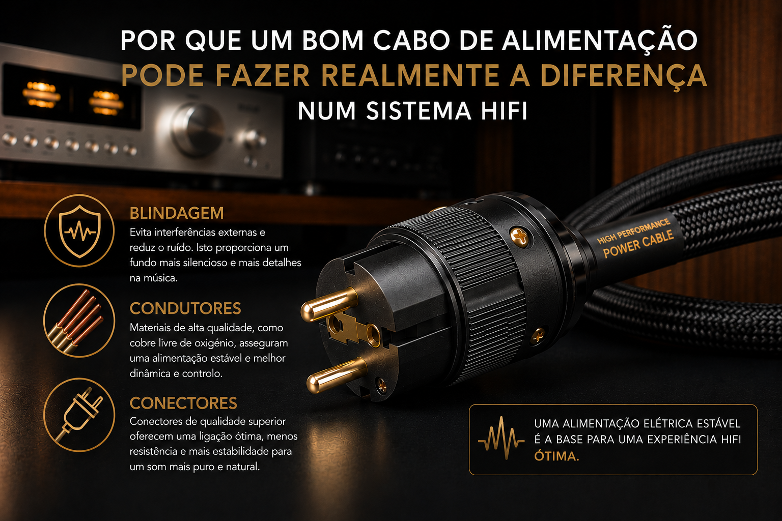 Porque um bom cabo de alimentação pode realmente fazer diferença num sistema hifi