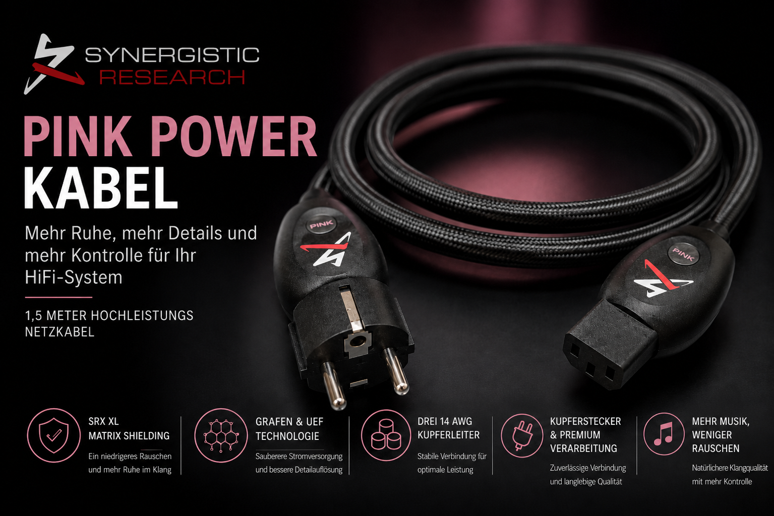 Synergistic Research Pink Power Cable, mehr Ruhe für Ihr hifi System
