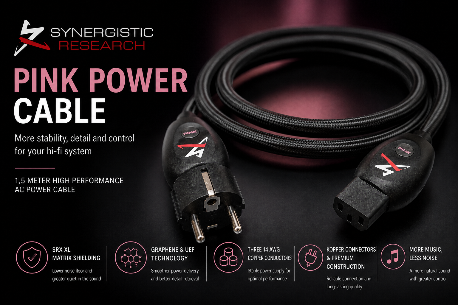 Synergistic Research Pink Power Cable, more calm in your hifi system