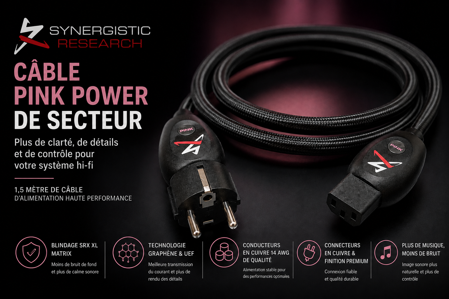 Synergistic Research Pink Power Cable, plus de calme dans votre système hifi