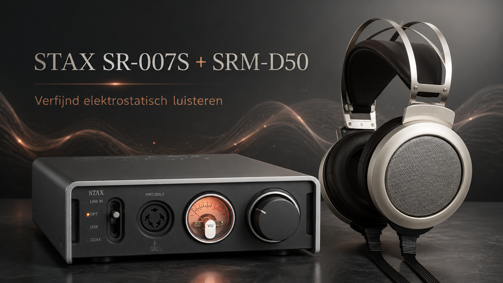 STAX SR 007S met STAX SRM D50, verfijnd elektrostatisch luisteren