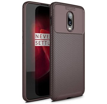 ProGuard OnePlus 6T Hoesje Carbon Structuur Bruin