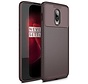 OnePlus 6T Hoesje Carbon Structuur Bruin