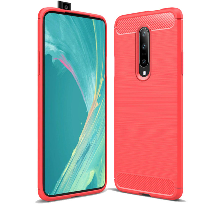 OnePlus 7 Pro Hoesje Brushed Carbon Rood