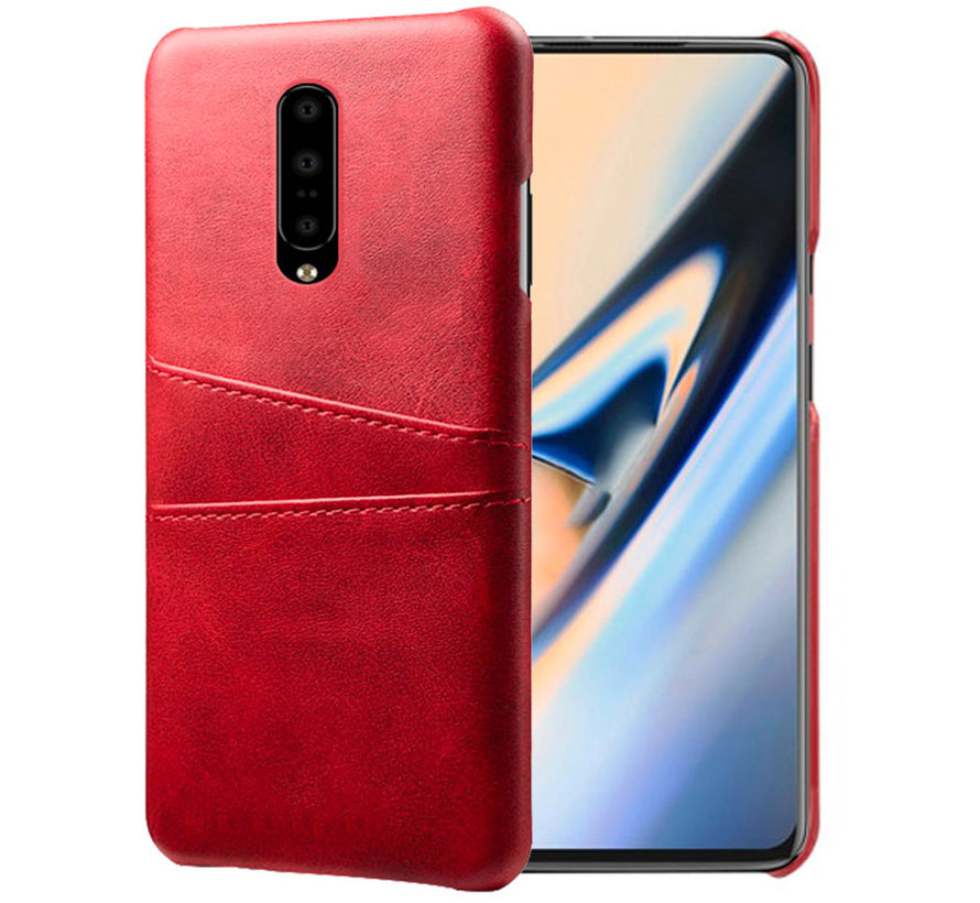 OnePlus 7 Pro Case Slim Leather Card Holder Red