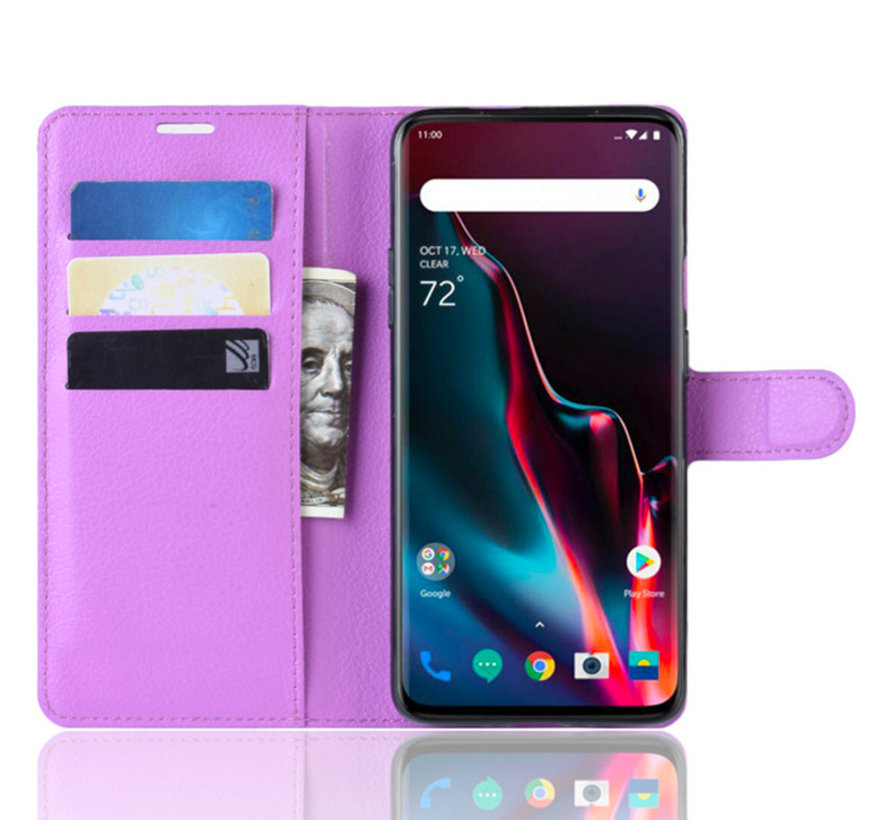 OnePlus 7 Pro Hoesje Wallet Flip Case Paars
