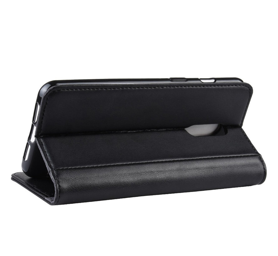 OnePlus 7 Wallet Case Genuine Leather Black