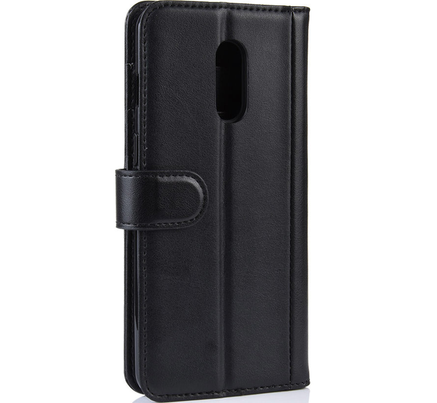 OnePlus 7 Wallet Case Genuine Leather Black