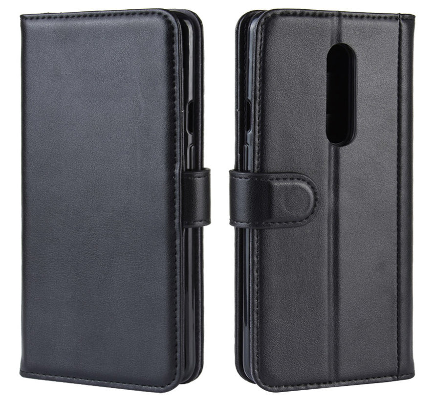 OnePlus 7 Pro Wallet Case Genuine Leather Black