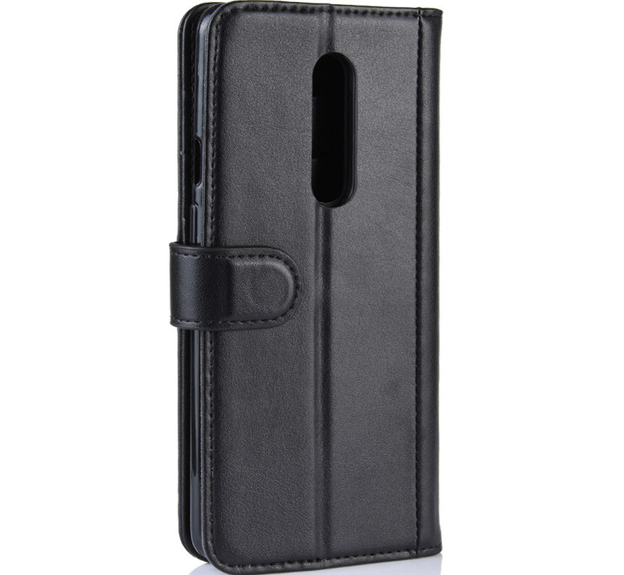 OnePlus 7 Pro Wallet Hoesje Echt Leder Zwart