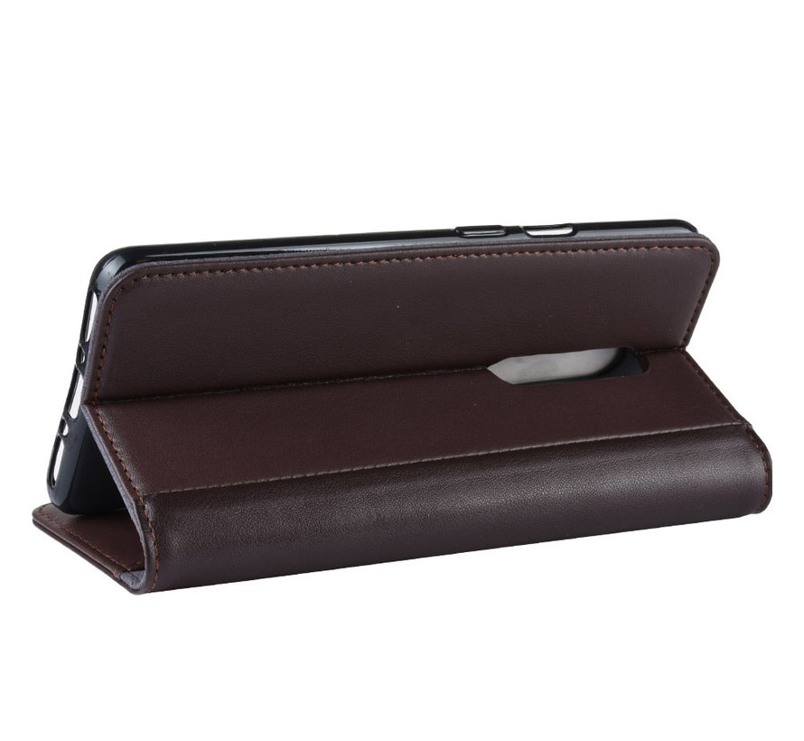 OnePlus 7 Pro Wallet Case Genuine Leather Brown