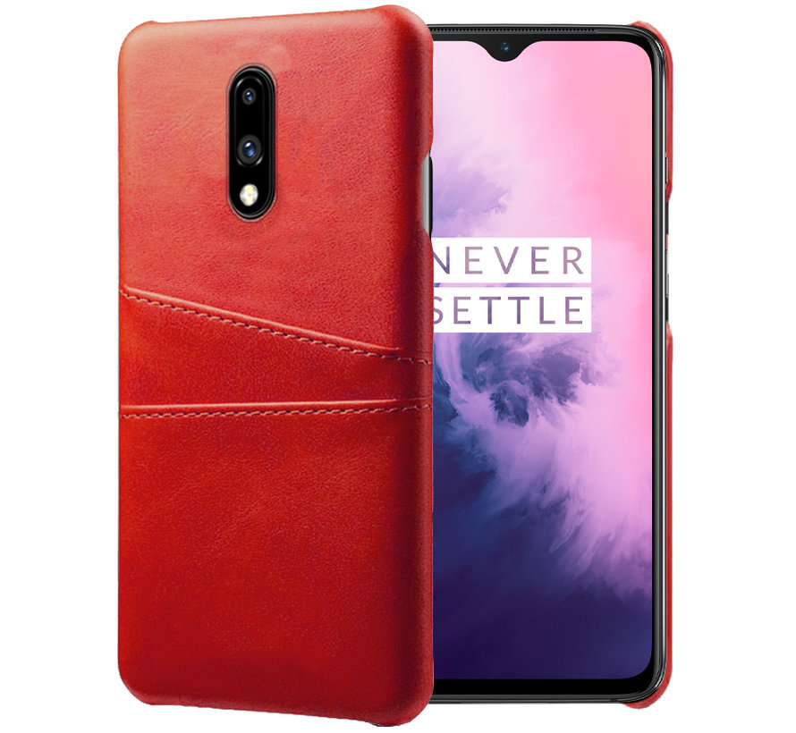 OnePlus 7 Case Slim Leather Card Holder Red