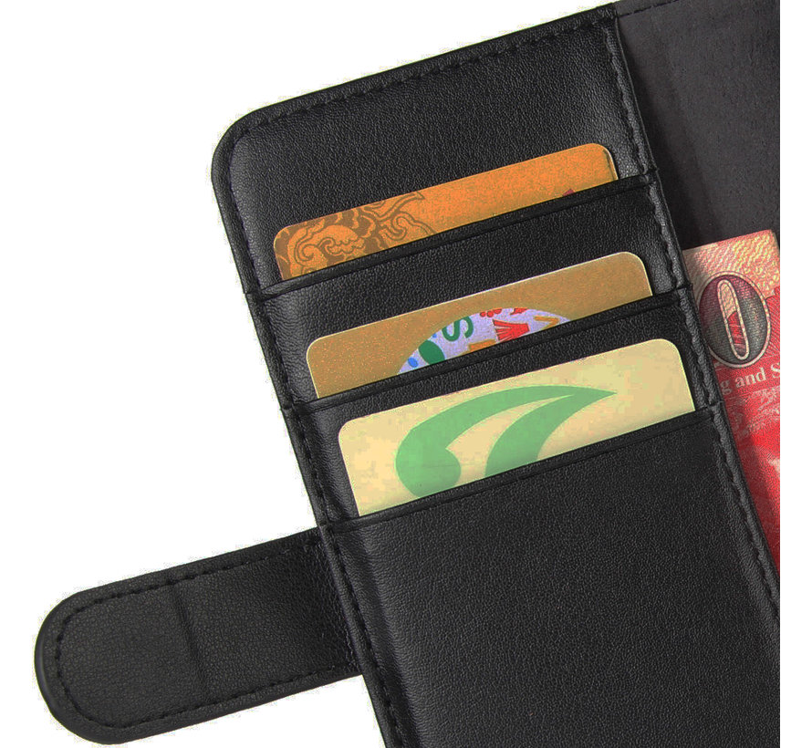 OnePlus 6T Wallet Case Echtes Leder Schwarz