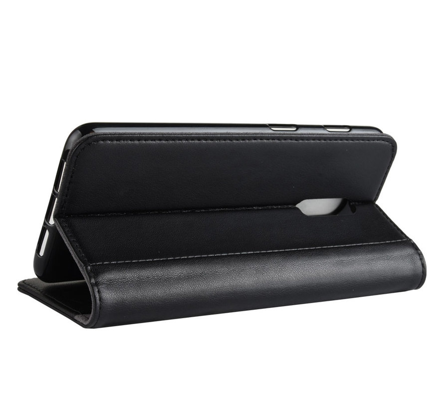 OnePlus 6T Wallet Case Genuine Leather Black