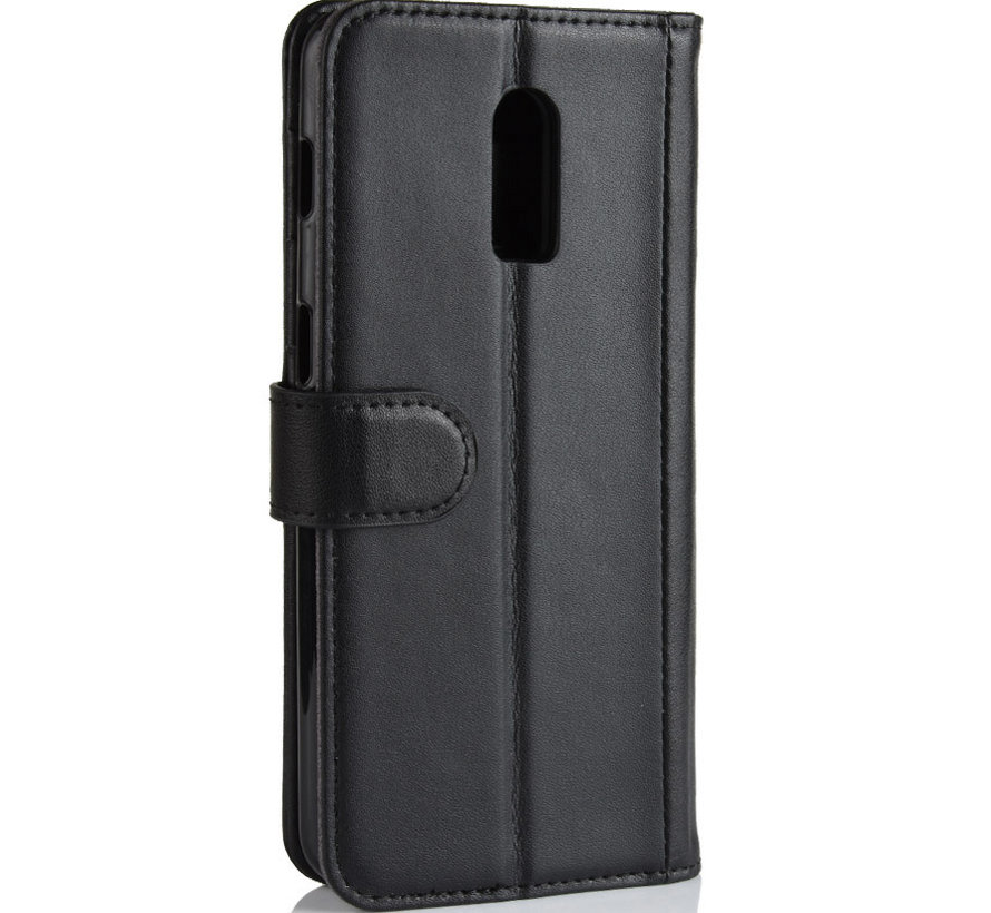 OnePlus 6T Wallet Case Genuine Leather Black