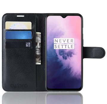 ProGuard OnePlus 7 Hoesje Wallet Flip Case Zwart