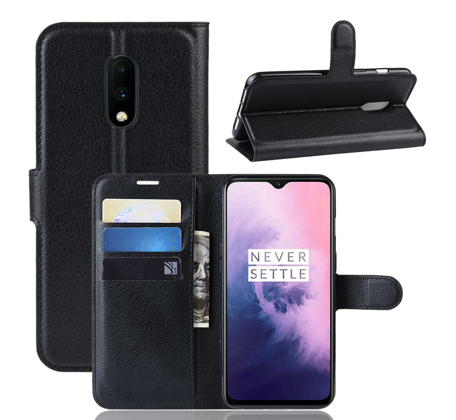 OnePlus 7 Hoesje Wallet Flip Case Zwart