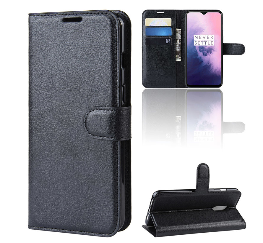 OnePlus 7 Hoesje Wallet Flip Case Zwart