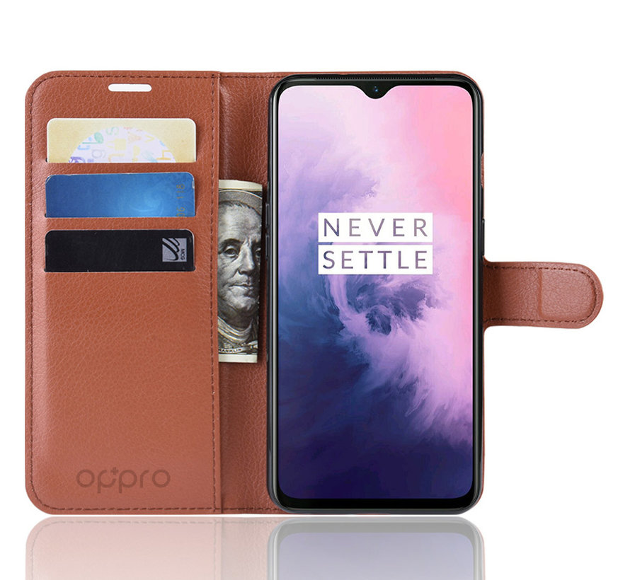 OnePlus 7 Hoesje Wallet Flip Case Bruin