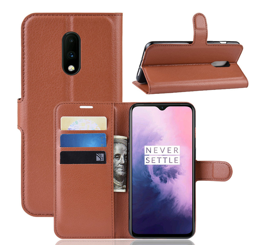 OnePlus 7 Wallet Flip Case Braun