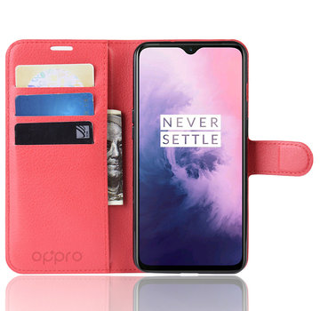 ProGuard OnePlus 7 Hoesje Wallet Flip Case Rood