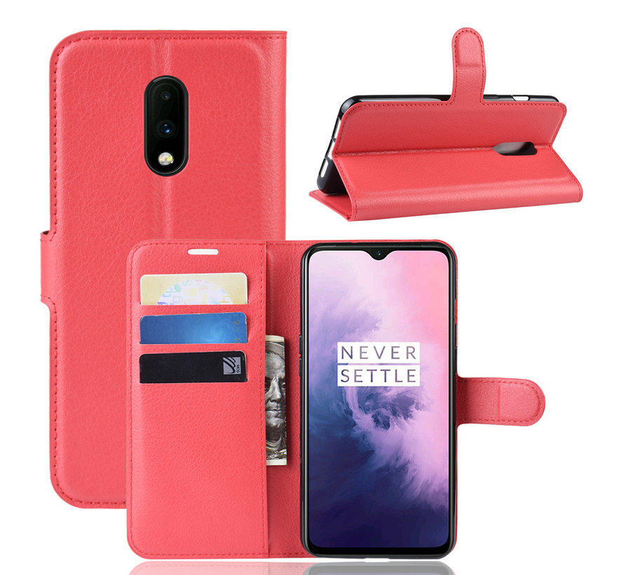 OnePlus 7 Hoesje Wallet Flip Case Rood