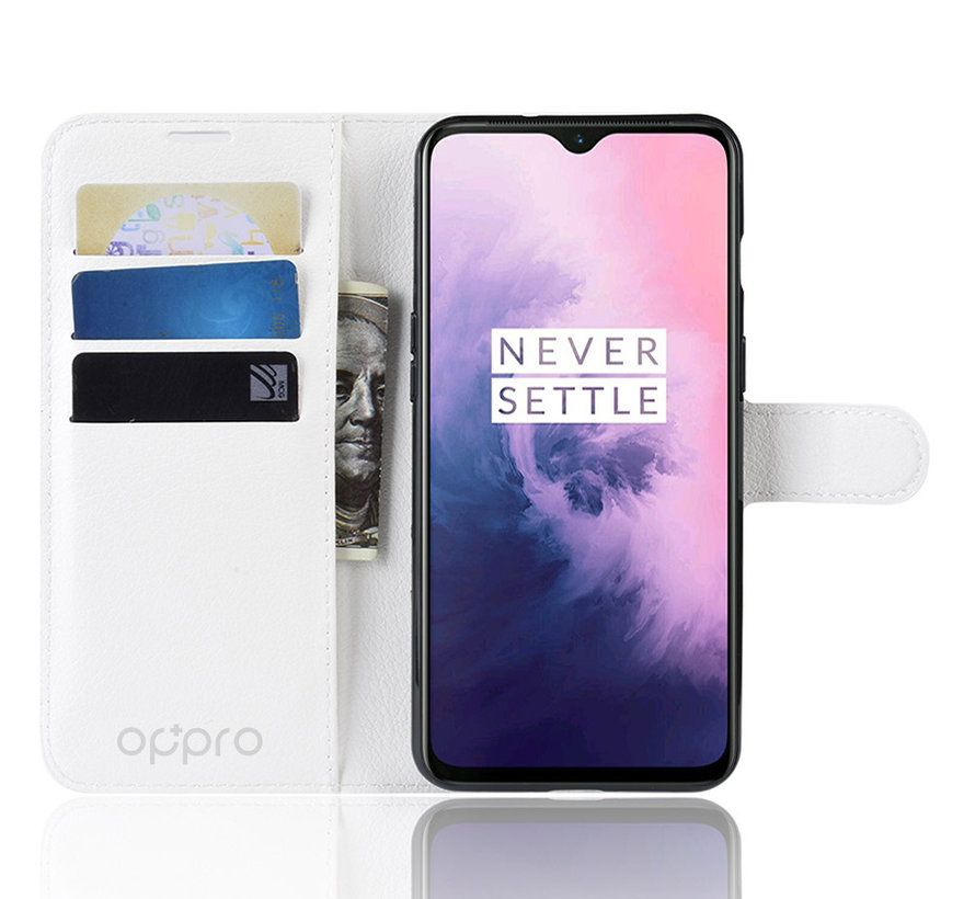 OnePlus 7 Hoesje Wallet Flip Case Wit