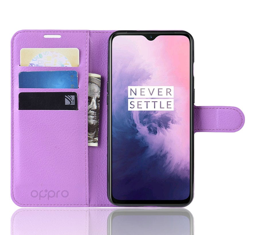 OnePlus 7 Wallet Flip Case Hülle Lila